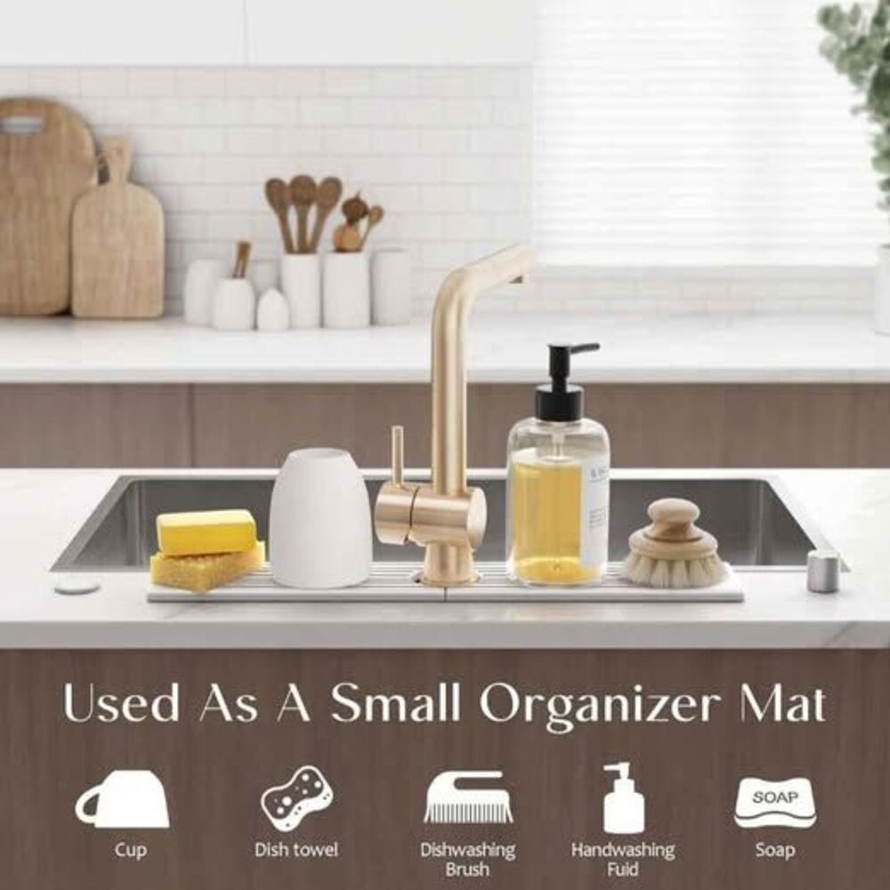 Diatomite Drying Stone Faucet Mat for Kitchen Sink. LIGHT GRAY 23.6" x 3.9" -NEW - Picture 5 of 6
